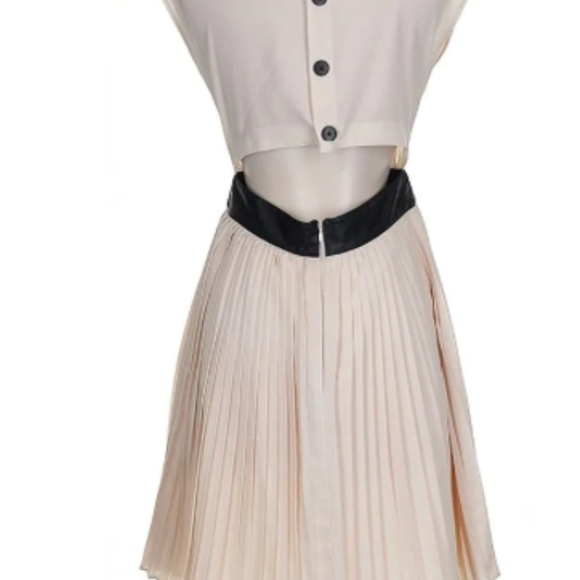 NWT BB Dakota Cream and Black Pleated Mini Dress - Picture 2 of 8